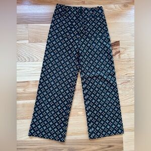 Maeve Anthropologie Black and Gold Patterned Colette pants